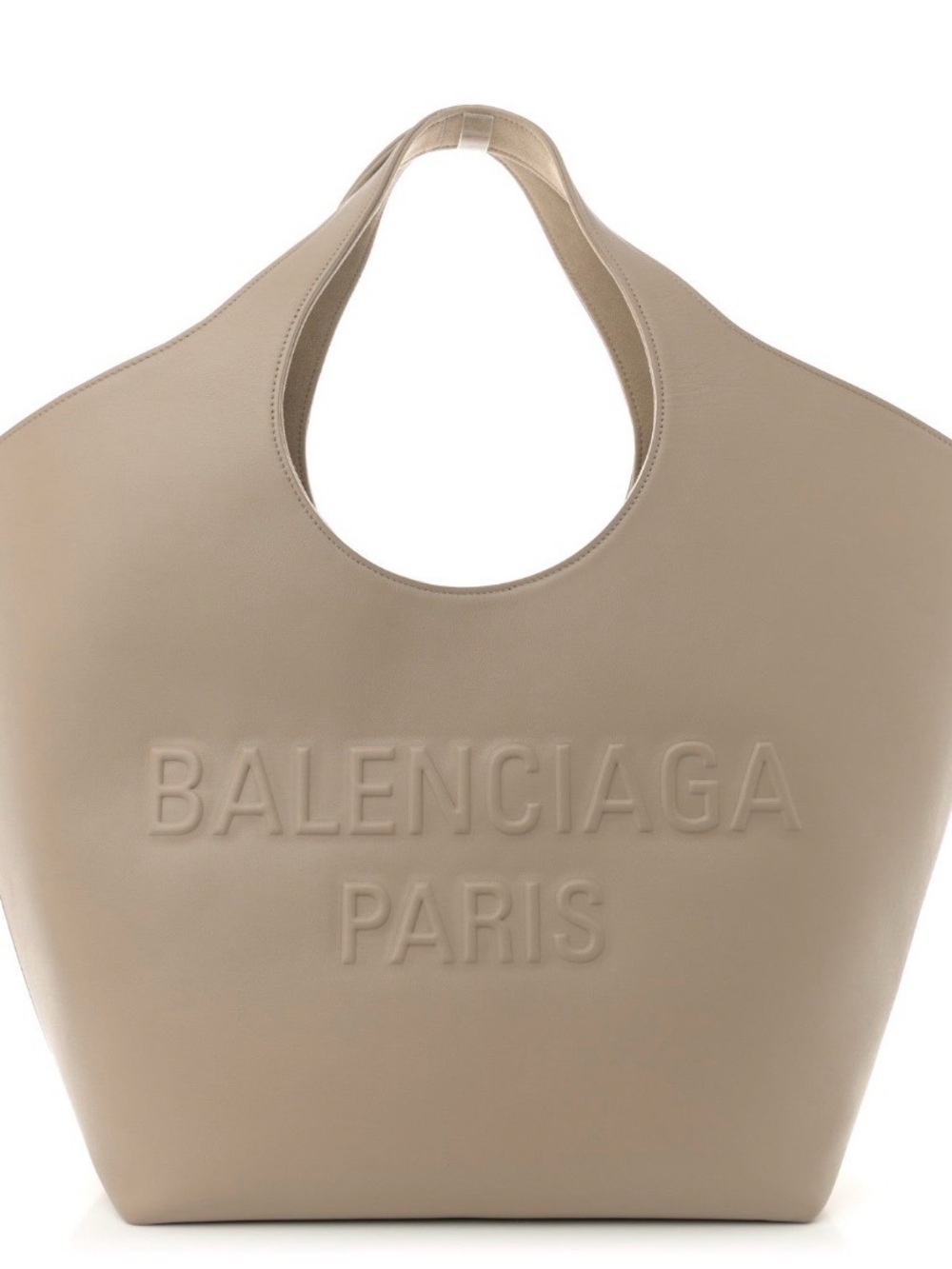 Balenciaga Taupe Embossed Logo Tote
